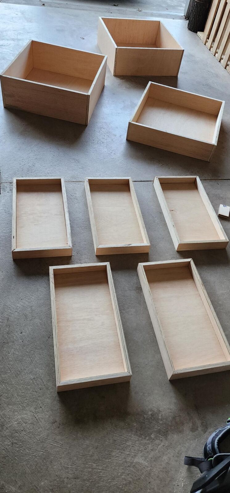 Custom drawer boxes in a variety of sizes